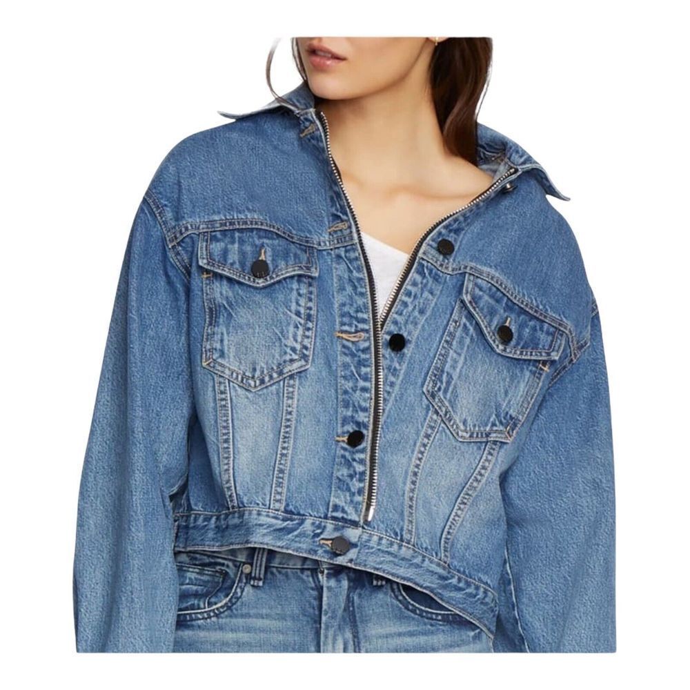 Habitual Gia Jacket Women’s S Denim Zip Crop Button Layer Classic Fall